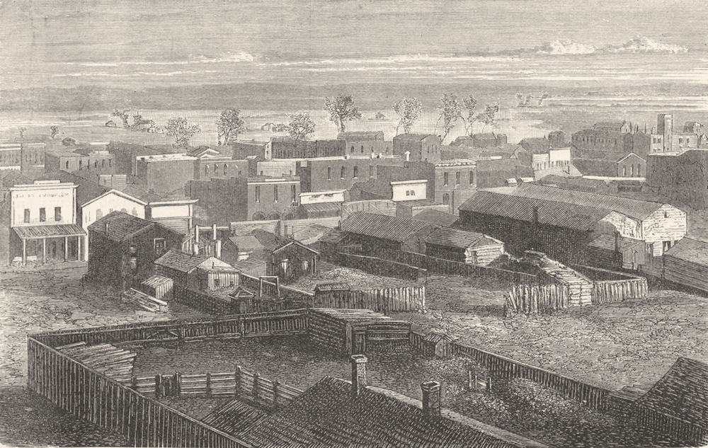 WASHINGTON. A village in Washington territory 1880 old antique print picture